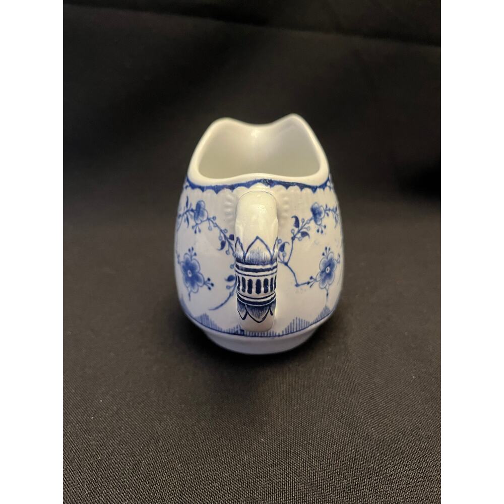 FURNIVALS BLUE DENMARK Creamer England Porcelain Floral Pitcher Vintage - Picture 2 of 7